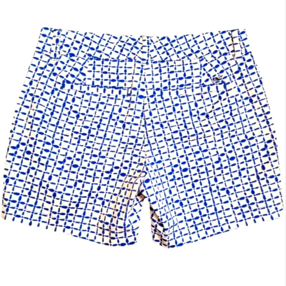 Vineyard Vines Blue Tie Dye Ikat Square Print Shorts Size 0 NWT - Picture 7 of 11